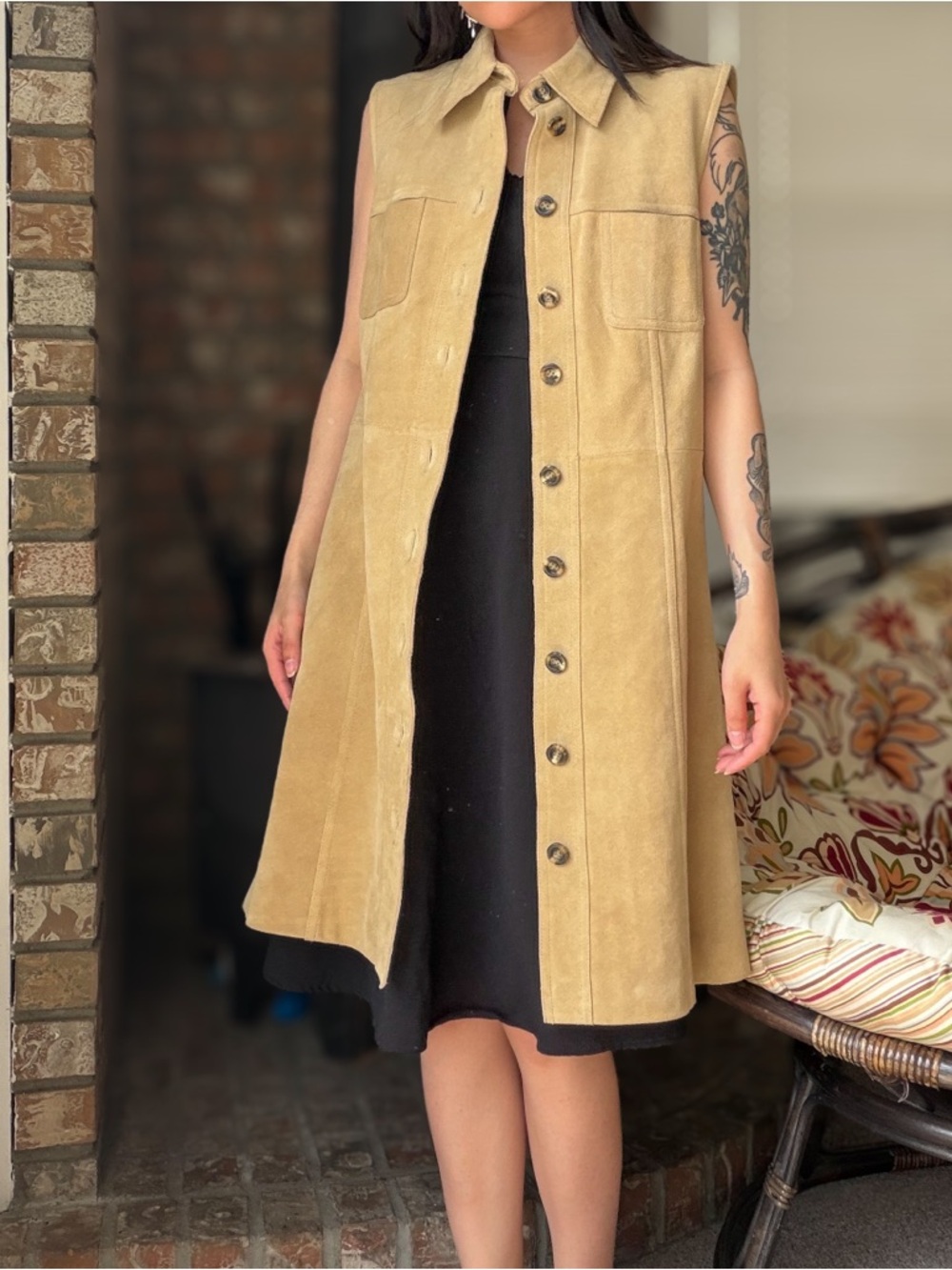 Genuine Leather Tan Brown Suede Minimalist Jacket Vintage 90's